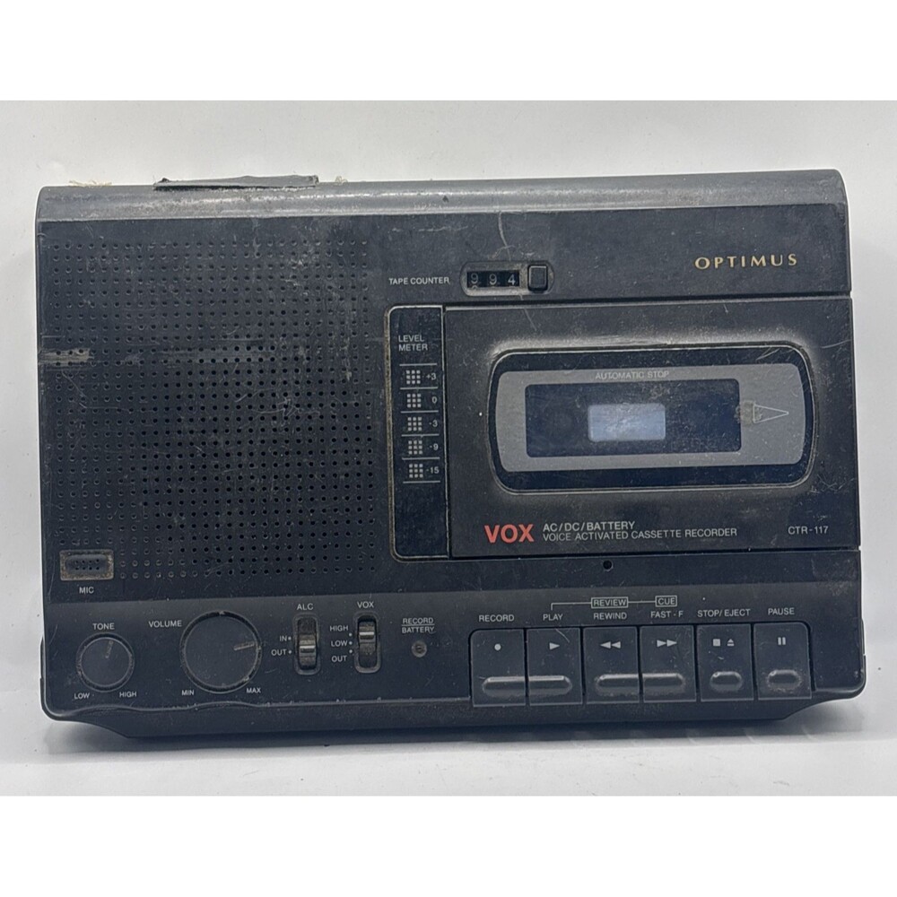 Optimus CTR-117 Voice Activated Cassette Tape Recorder Radio Shack PARTS READ